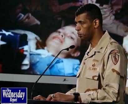 April 2, 2003 during a U.S. Central Command news conference in Doha, Qatar, Brig. Gen. Vincent Brooks briefs the media on the rescue of POW Army Pfc. Jessica Lynch